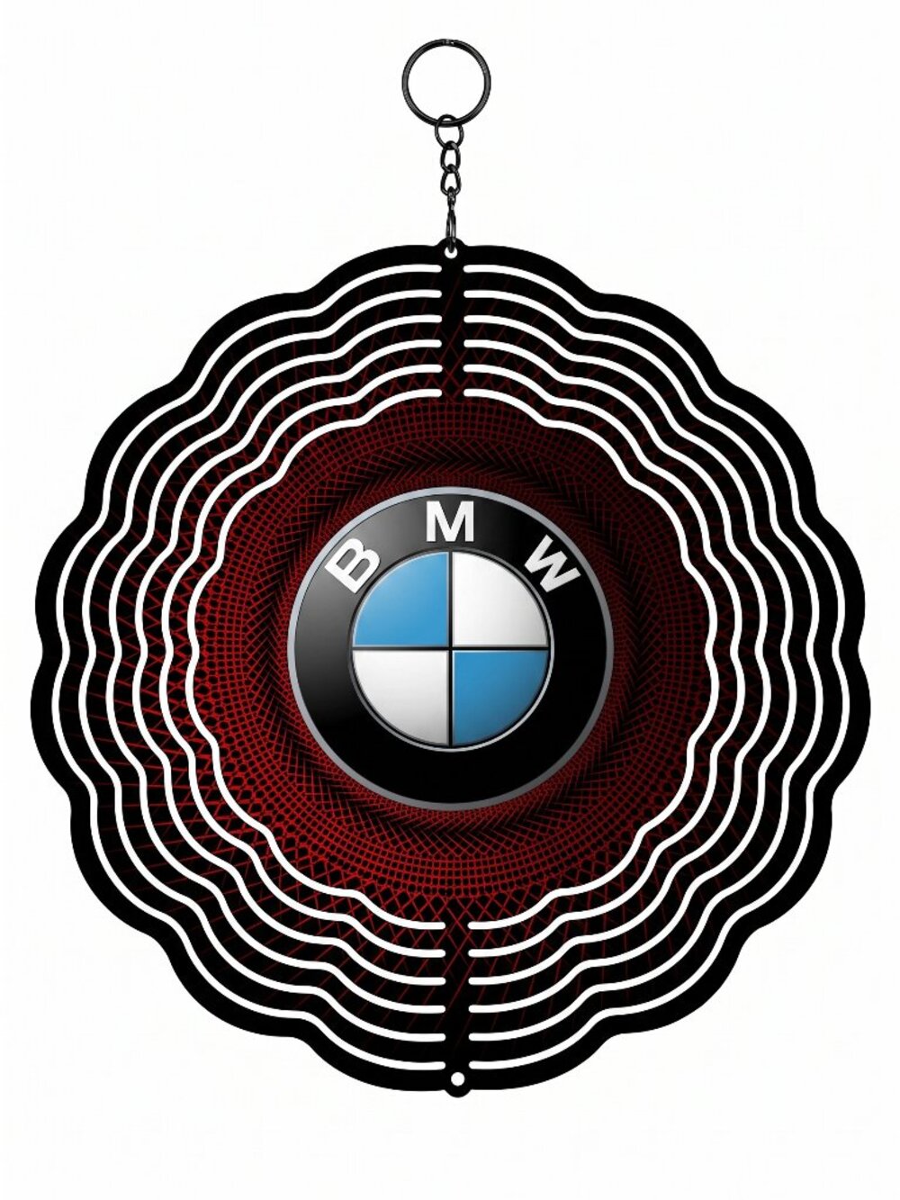 10" BMW Red Vortex Kinetic Wind Spinner - Hanging Metal Yard Decor